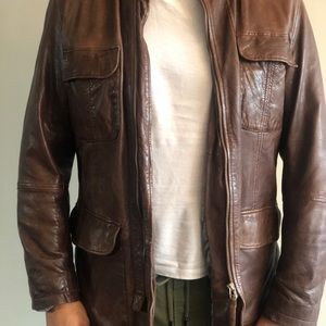 Boss 3 quarter length leather jacket